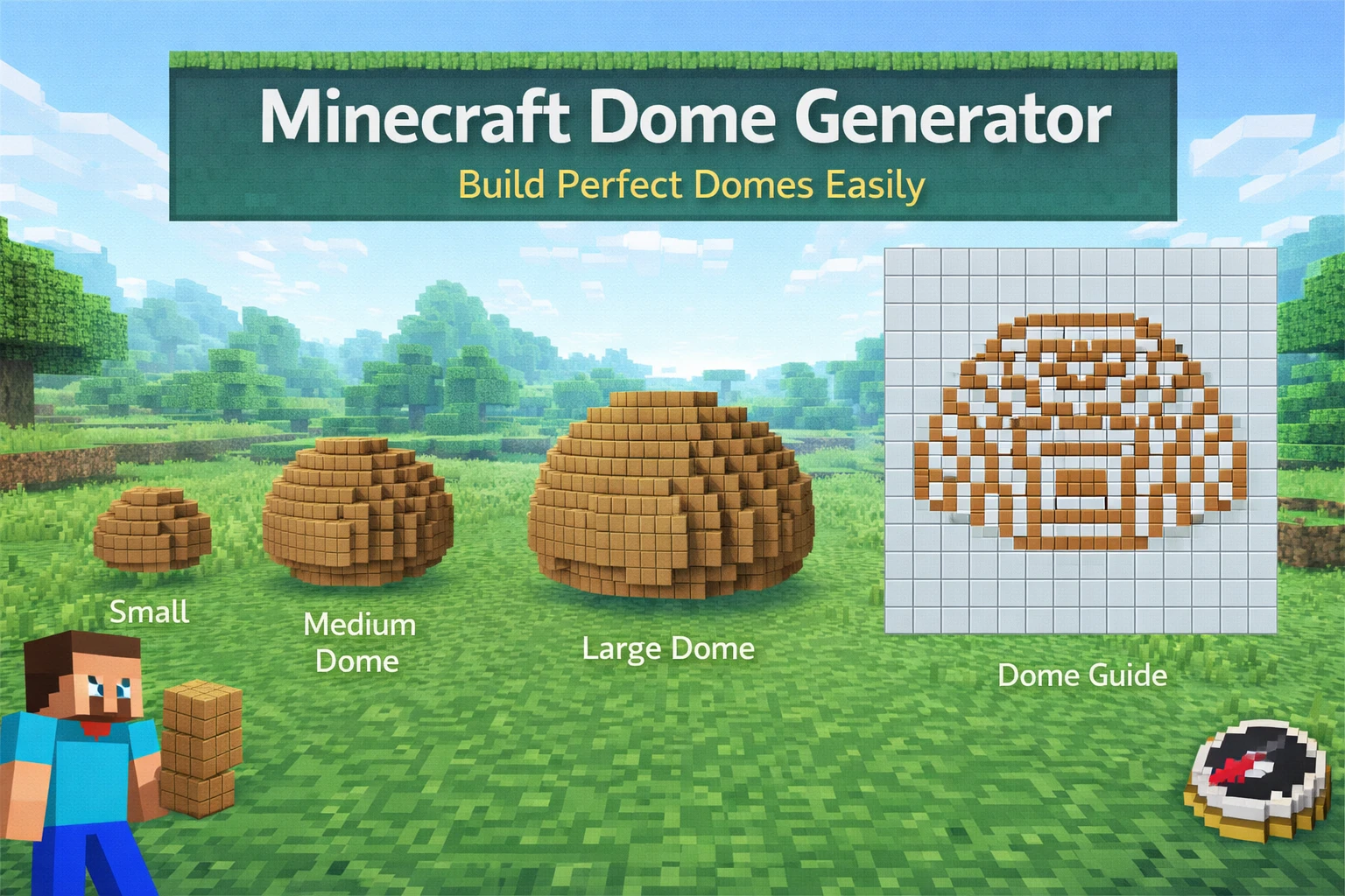 Minecraft Dome Generator Tool - Create perfect hemisphere structures and dome roofs