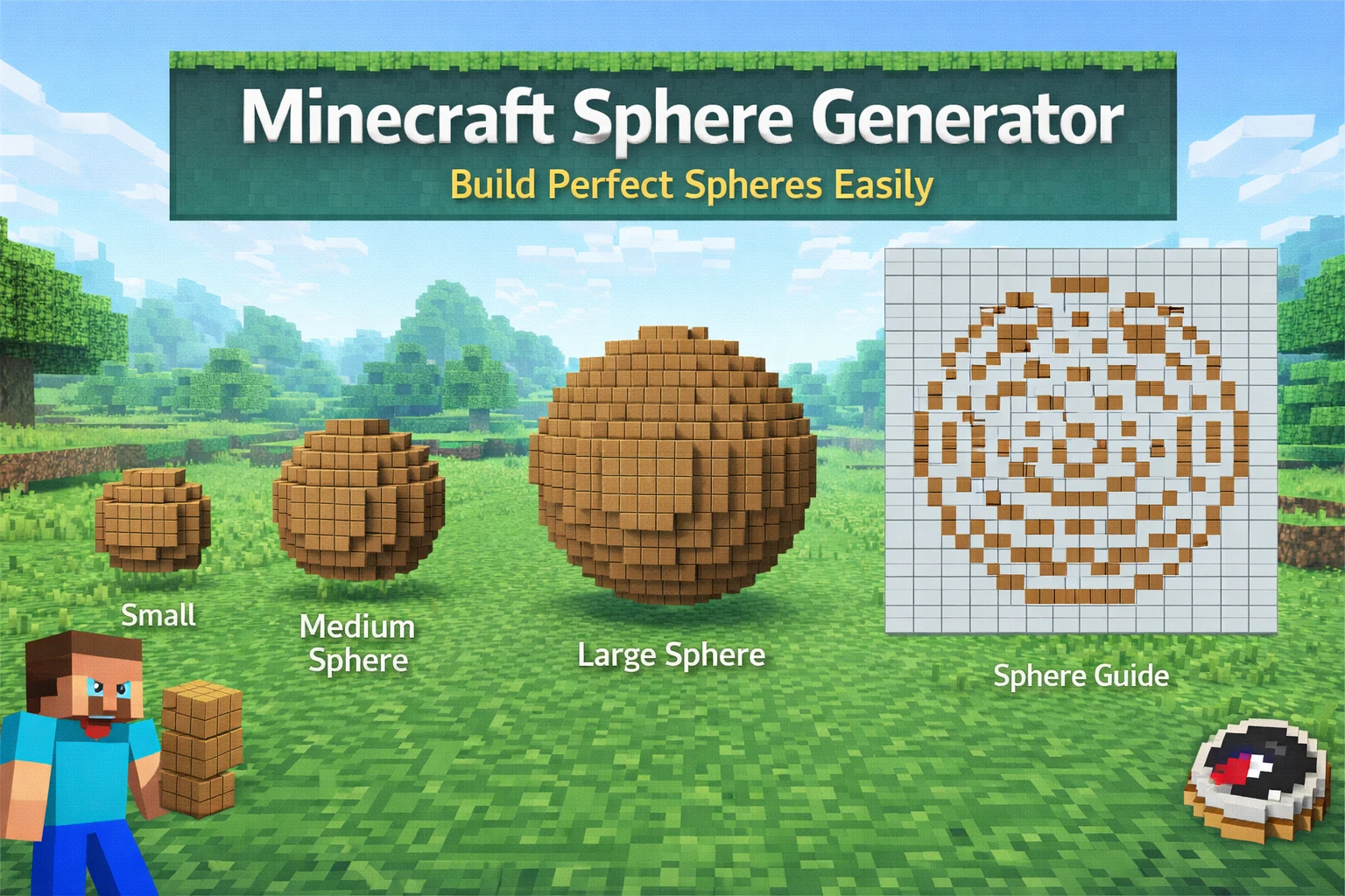 Minecraft Sphere Generator Tool - Create perfect 3D spheres with layer-by-layer blueprints